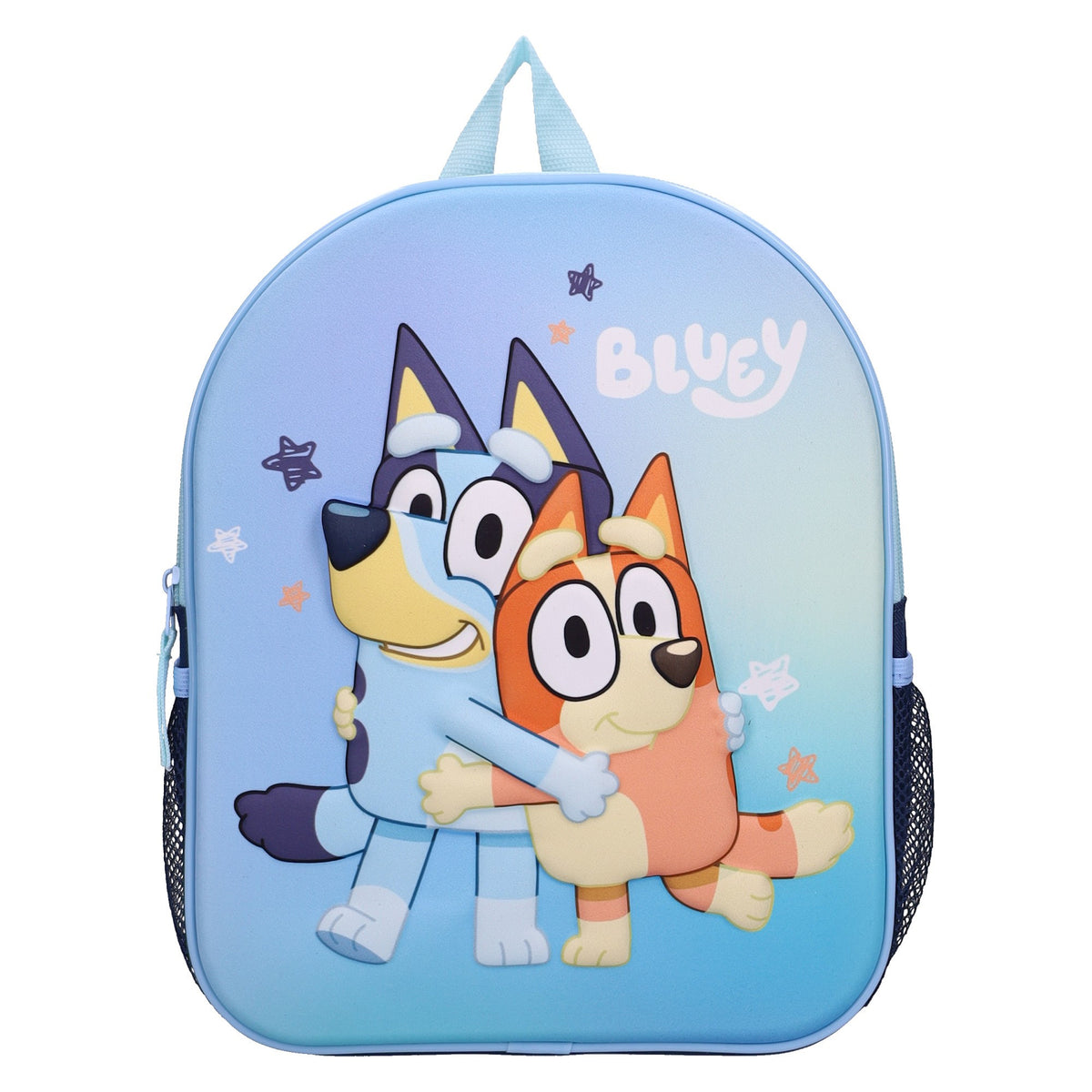 Bluey Smooch Kiss 3D Rucksack Kinder mit 9,2 Liter Volumen und Trinkflaschenfächern