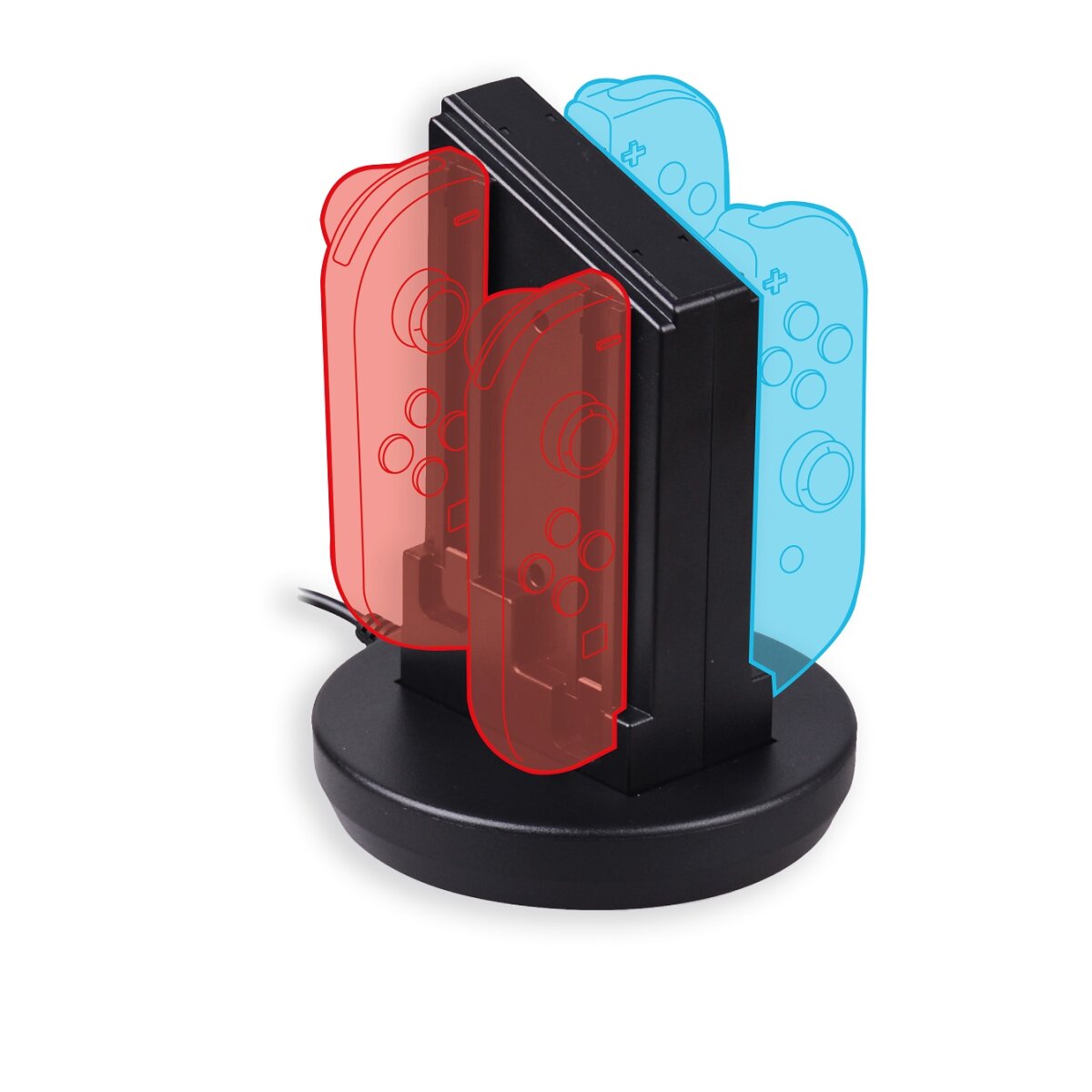 Qware Ladestation kompatibel mit Nintendo Switch Controller – 4-in-1 Lade-Dock mit USB-C Anschluss
