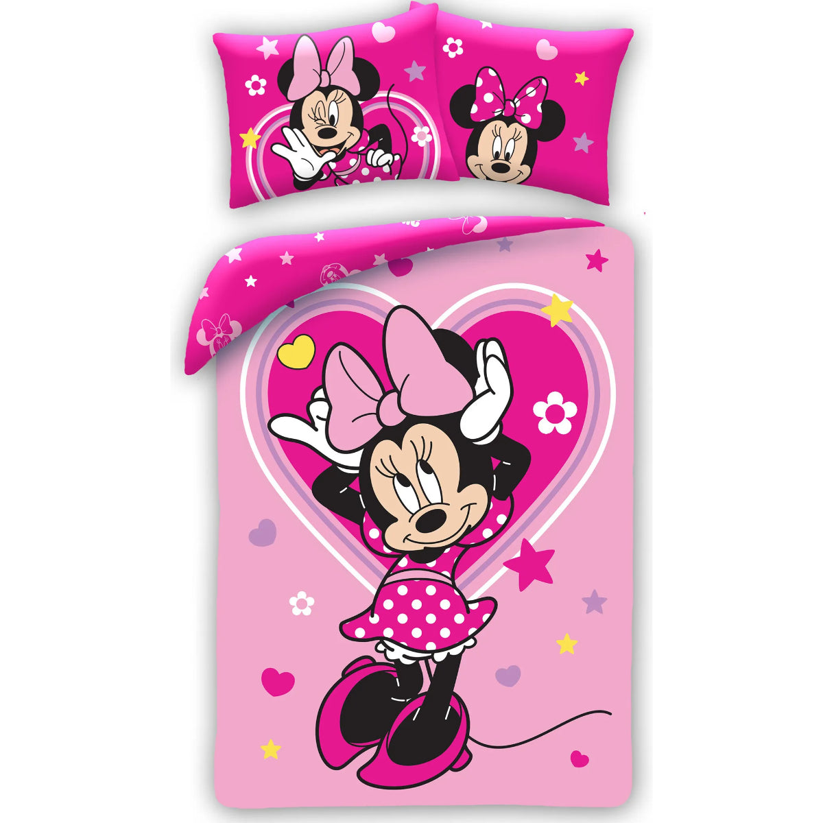 Disney Minnie Mouse Bettwäsche Set aus Baumwolle Bettdeckenbezug 140 × 200 cm mit 70 × 90 cm Kissenbezug