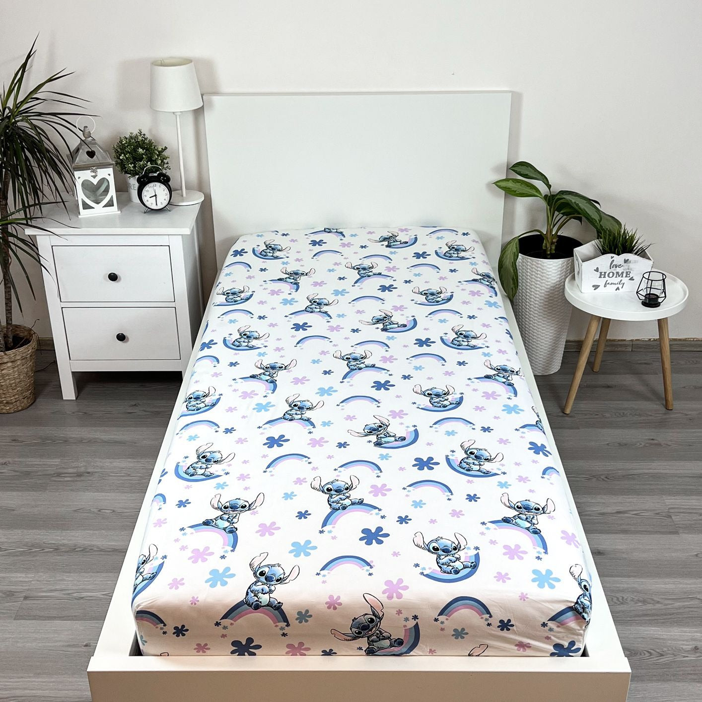 Lilo & Stitch Spannbettlaken 90x200 cm aus 100 % Baumwolle mit 25 cm Steghöhe