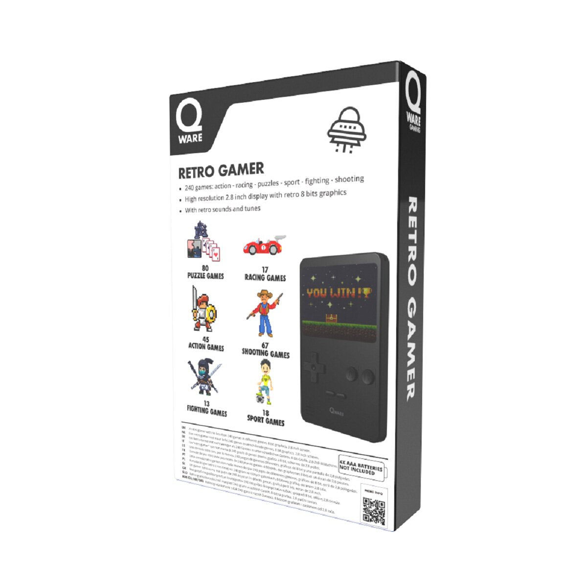 Qware Retro Spielkonsole Handheld 240 Spiele für unterwegs