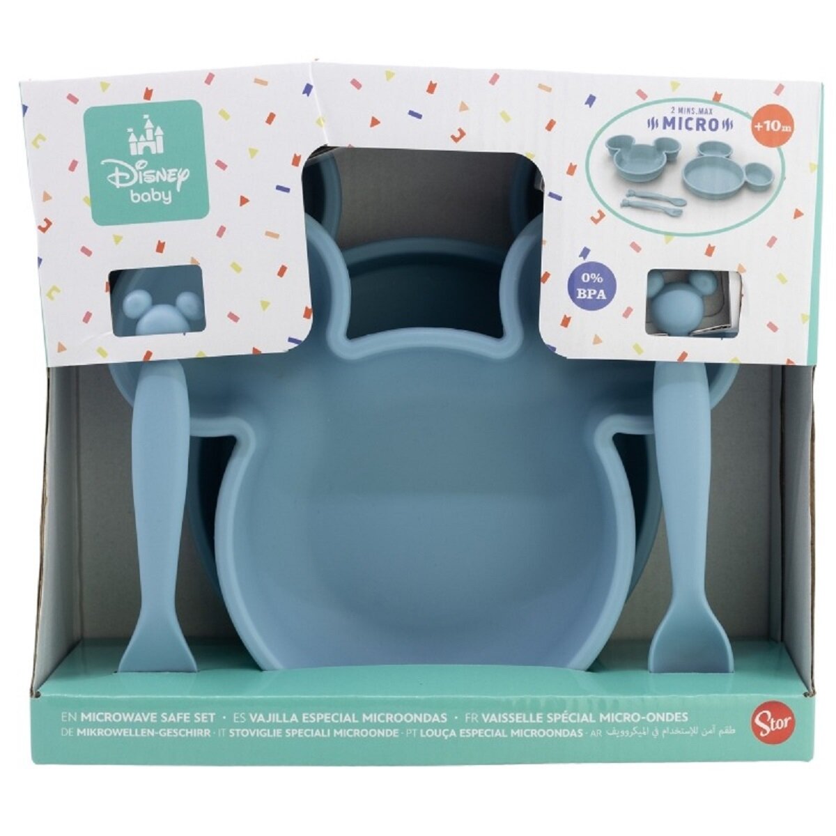 Disney Mickey Mouse Kindergeschirr-Set 4-teilig – Teller, Schale & Besteck in Geschenkbox