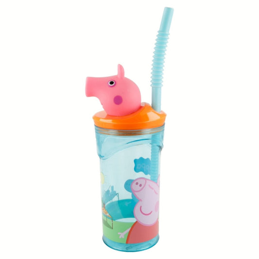 Stor Peppa Pig Trinkbecher – 3D Kinderbecher & Strohhalmbecher 360 ml
