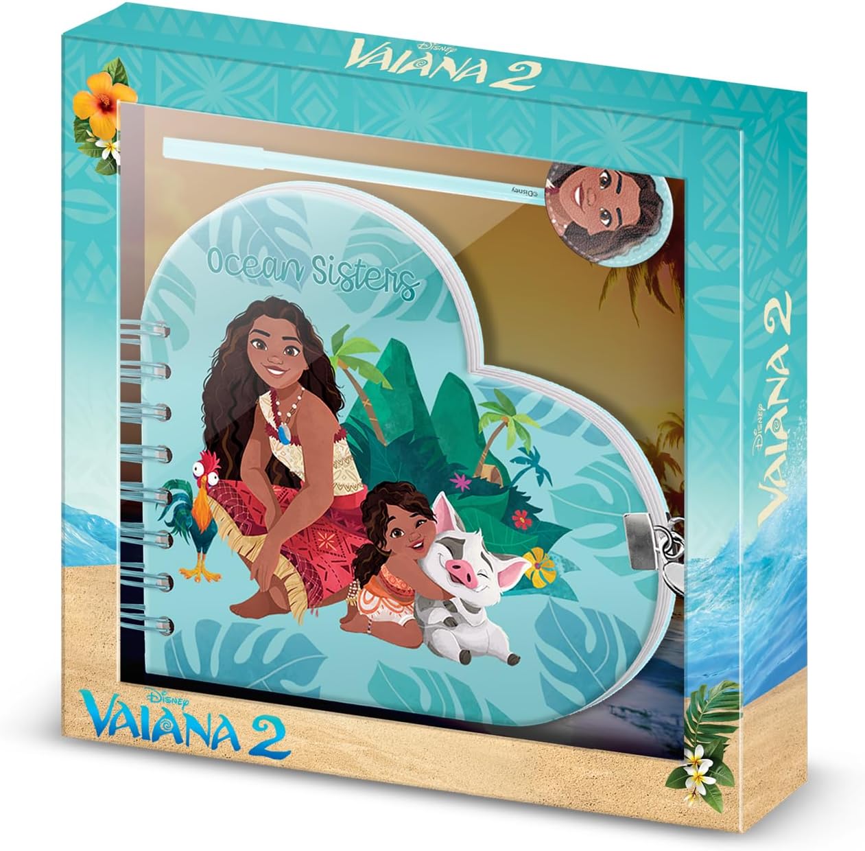 Disney Vaiana Tagebuch Set für Kinder mit Stift Schloss und Schlüssel