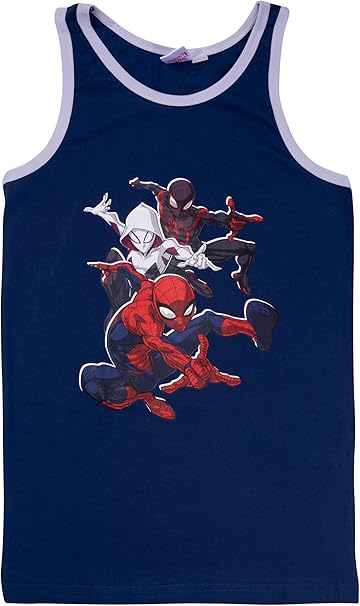 Spider-Man Unterhemd für Jungen - Kinder Tank Top Unterwäsche Grau/Blau (2er Pack)