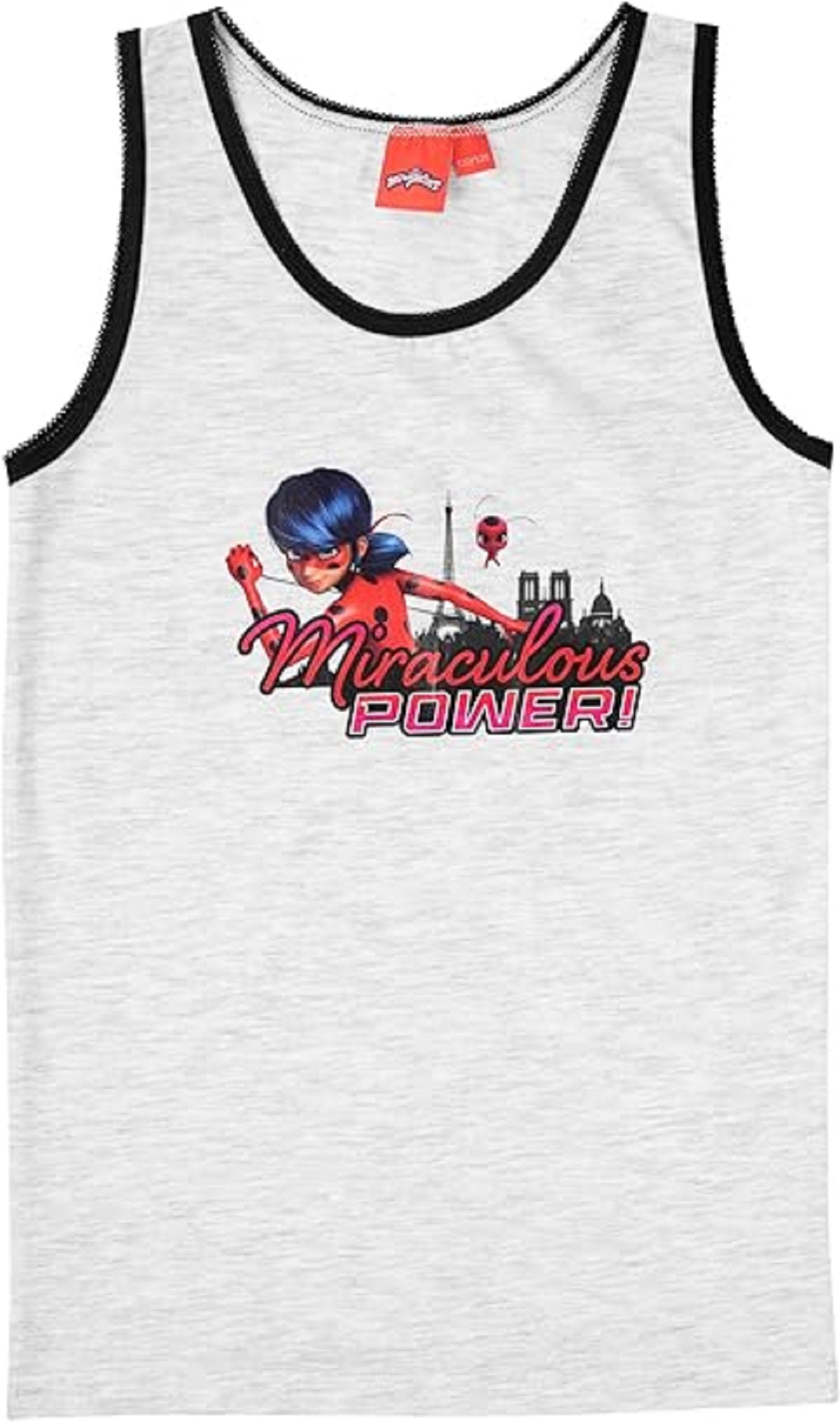 Miraculous Ladybug Unterhemd für Mädchen - Kinder Tank Top Unterwäsche Weiß/Grau (2er Pack)