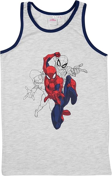 Spider-Man Unterhemd für Jungen - Kinder Tank Top Unterwäsche Grau/Blau (2er Pack)