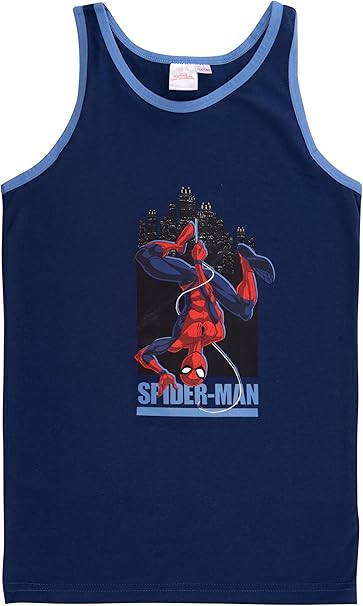 Marvel Spider-Man Unterhemd für Jungen - Kinder Tank Top Hemdchen Unterwäsche Blau (2er Pack)