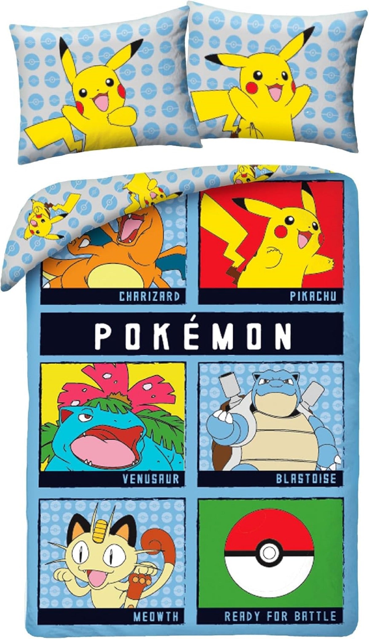 Pokemon Bettwäsche Set aus Baumwolle Bettdeckenbezug 140 × 200 cm mit 70 × 90 cm Kissenbezug