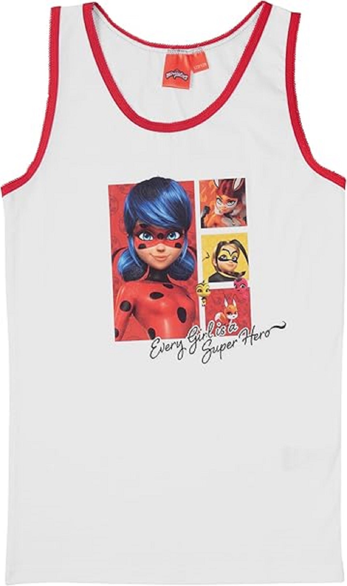 Miraculous Ladybug Unterhemd für Mädchen - Kinder Tank Top Unterwäsche Weiß/Grau (2er Pack)