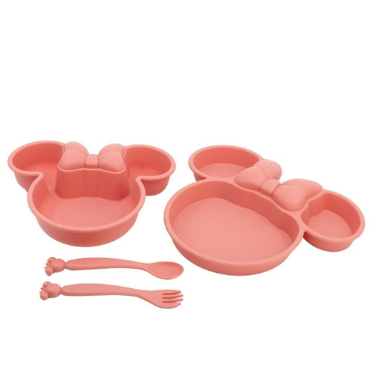 Disney Minnie Mouse Kindergeschirr-Set 4-teilig – Teller, Schale & Besteck in Geschenkbox