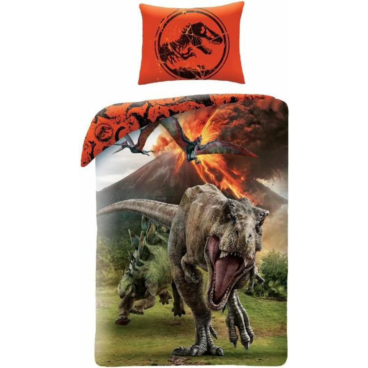 Jurassic World Bettwäsche Set aus Baumwolle Bettdeckenbezug 160 × 200 cm mit 70 × 80 cm Kissenbezug