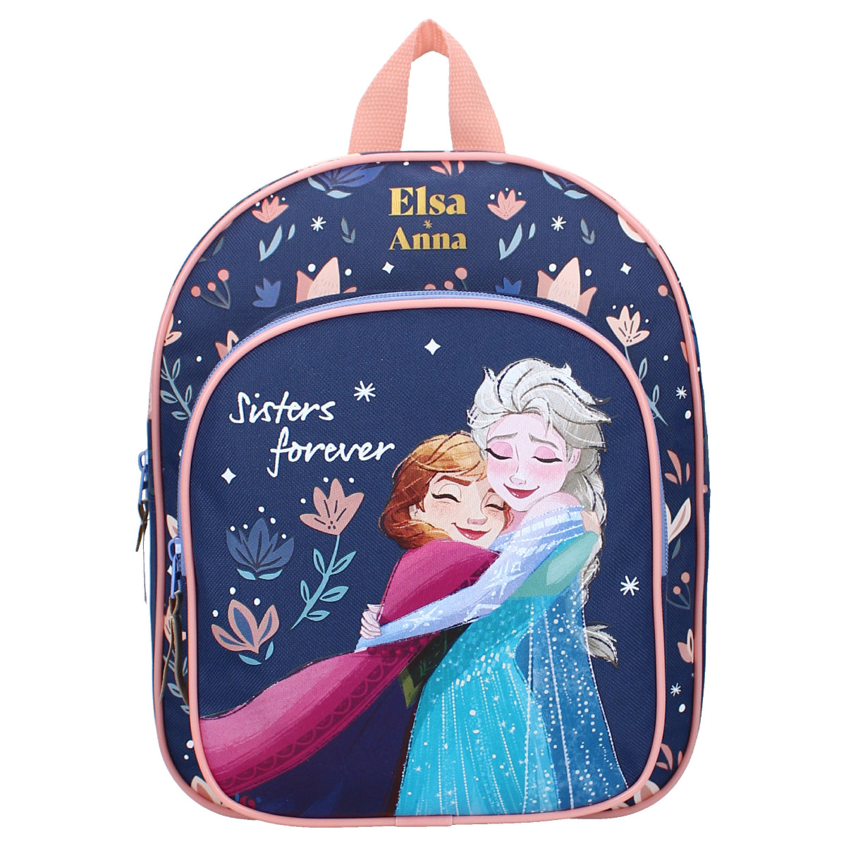 Frozen 2 Kinderrucksack – Mädchen Tasche mit Anna und Elsa, rosa-blaue Schultasche