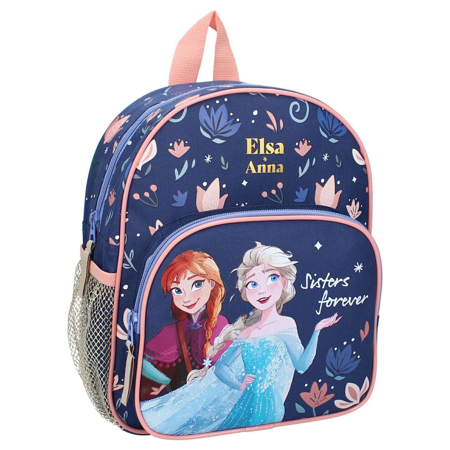 Frozen 2 Kinderrucksack – Mädchen Tasche mit Anna und Elsa, rosa-blaue Schultasche