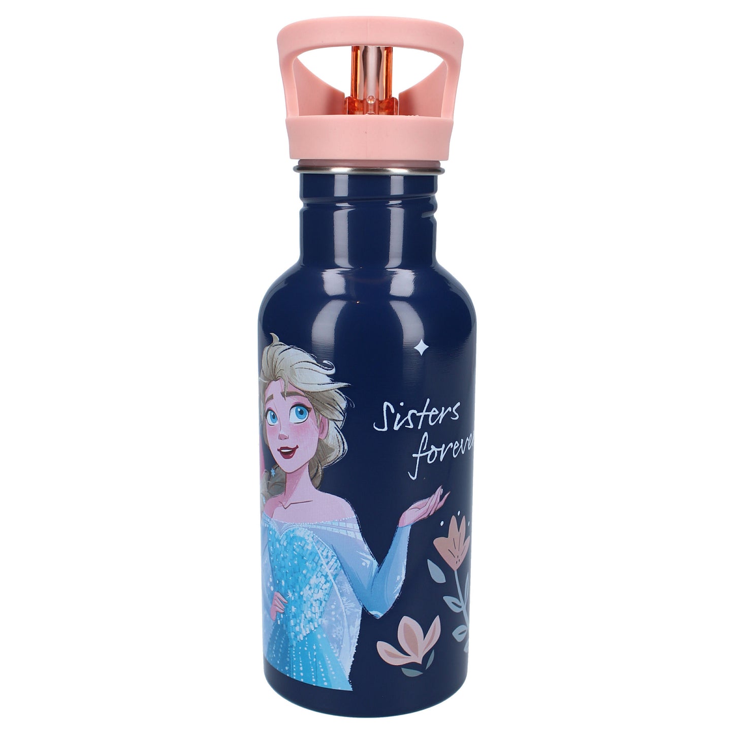 Disney Frozen II 500 ml Wasserflasche – Kinderflasche mit Griff & Strohhalm