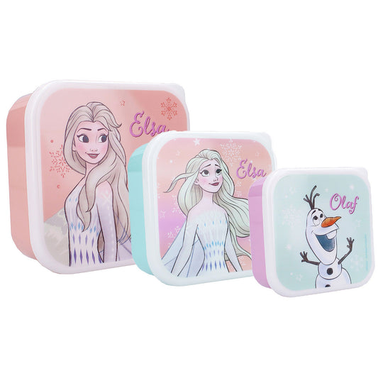 Disney Frozen II Lunchbox Set 3-teilig Brotzeitboxen Mädchen Rosa Lila
