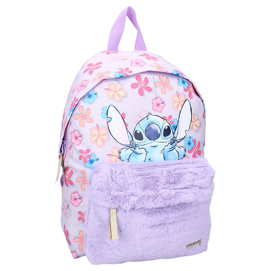Disney Stitch Rucksack Kinder Blooming Bags Schulrucksack Lila Blumenmotiv
