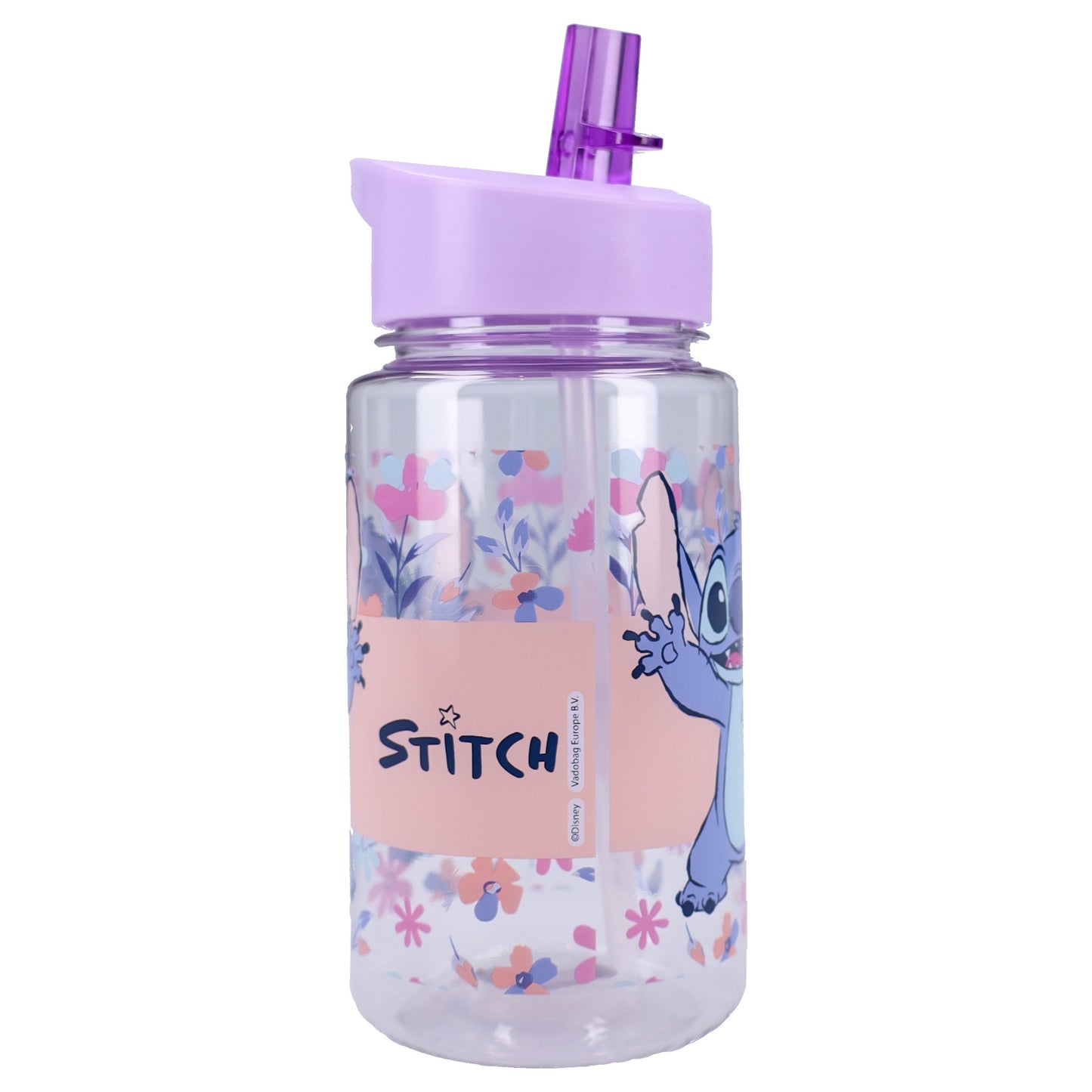 Disney Stitch Kinder Trinkflasche 450 ml Drink Up mit Strohhalm für Schule und Ausflug