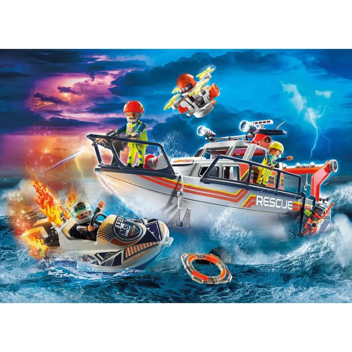 PLAYMOBIL Feuerwehr Set – Rettungseinsatz auf dem Wasser