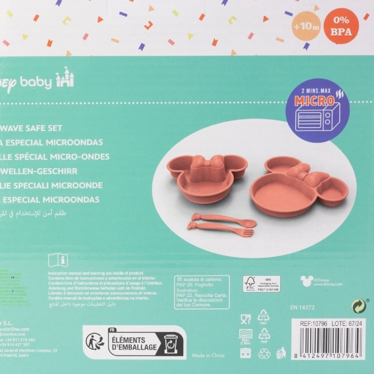 Disney Minnie Mouse Kindergeschirr-Set 4-teilig – Teller, Schale & Besteck in Geschenkbox