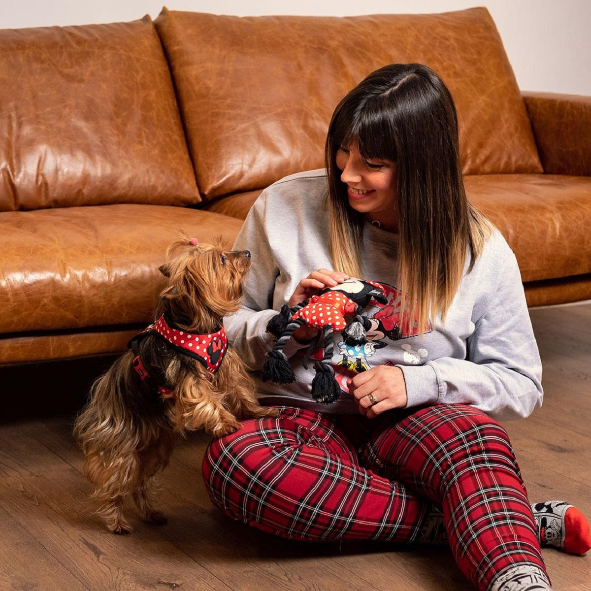 Disney Minnie Mouse Hundespielzeug – Kuscheltier mit Seil für Spielspaß