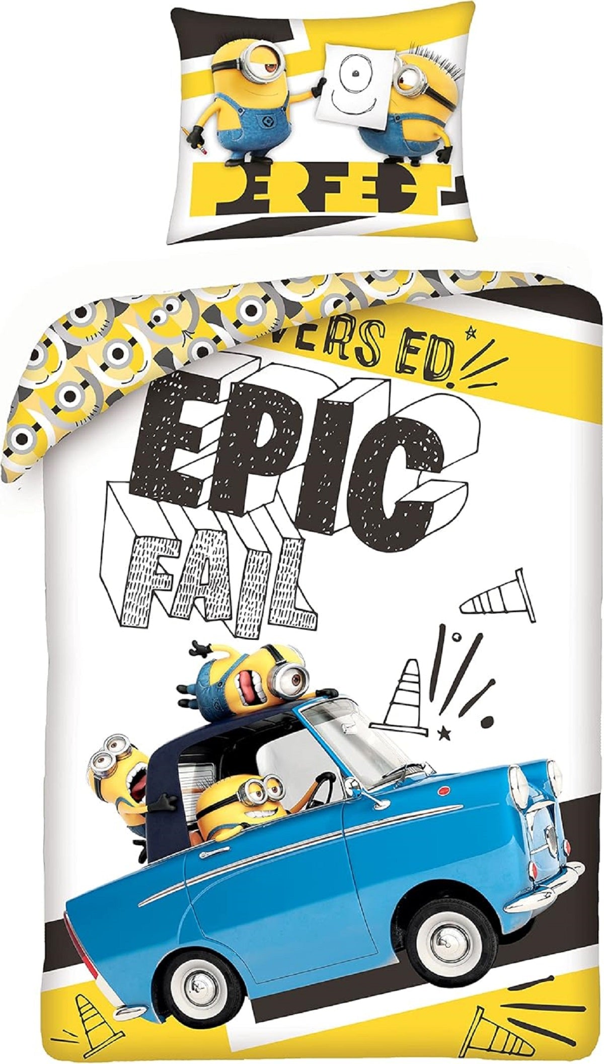 Minions Bettwäsche Set aus Baumwolle Bettdeckenbezug 140 × 200 cm mit 70 × 90 cm Kissenbezug
