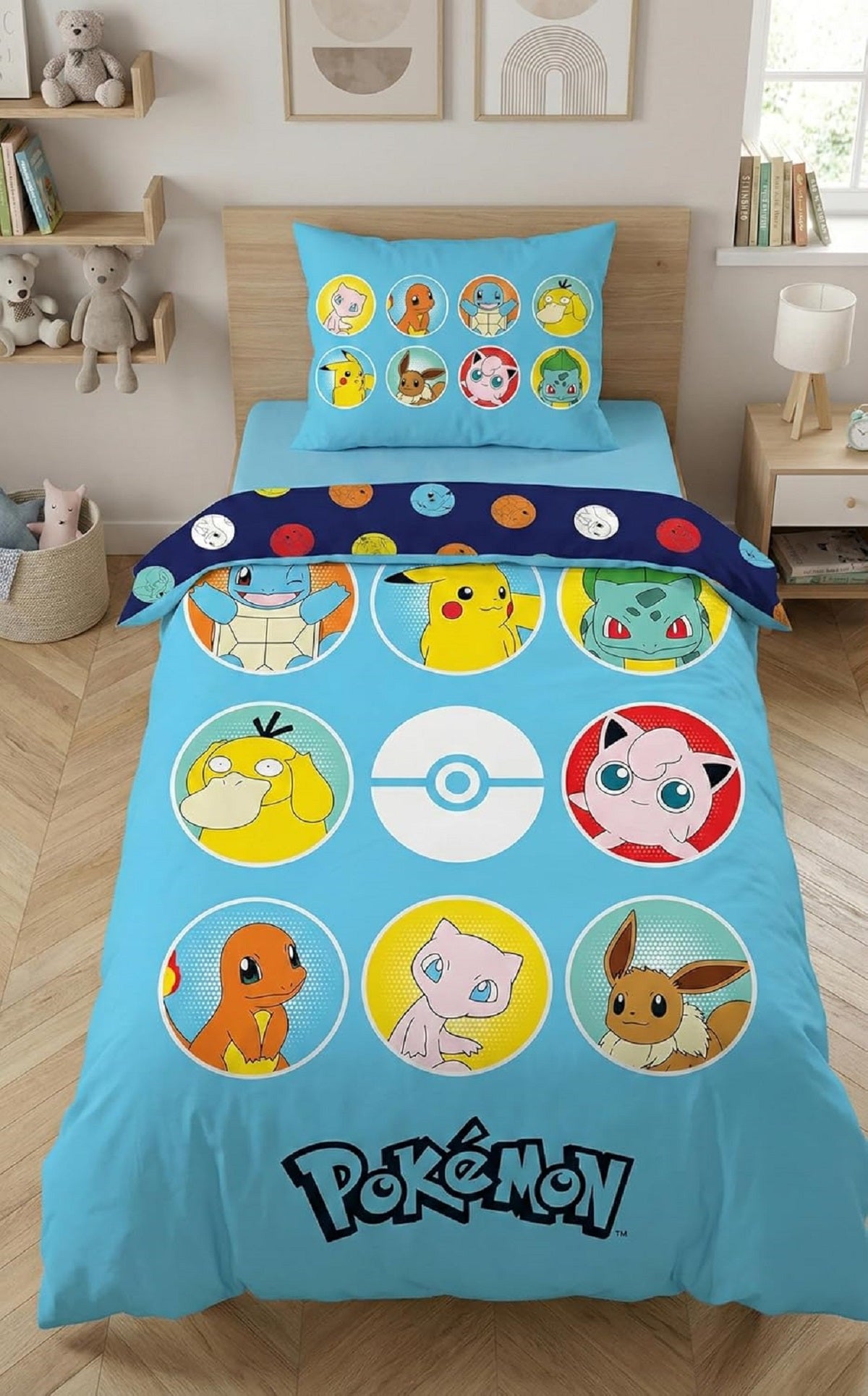 Pokemon Bettwäsche Set aus Mikrofaser Bettdeckenbezug 140 × 200 cm mit 70 × 90 cm Kissenbezug