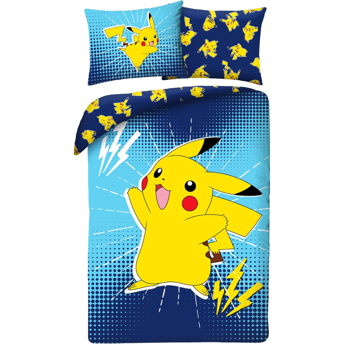 Pokémon Bettwäsche Set aus Mikrofaser Bettdeckenbezug 140 × 200 cm mit 70 × 90 cm Kissenbezug