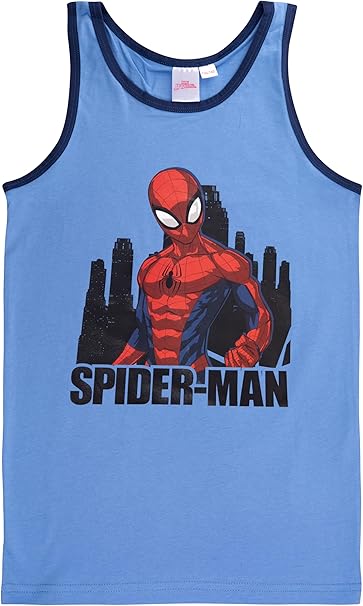 Marvel Spider-Man Unterhemd für Jungen - Kinder Tank Top Hemdchen Unterwäsche Blau (2er Pack)