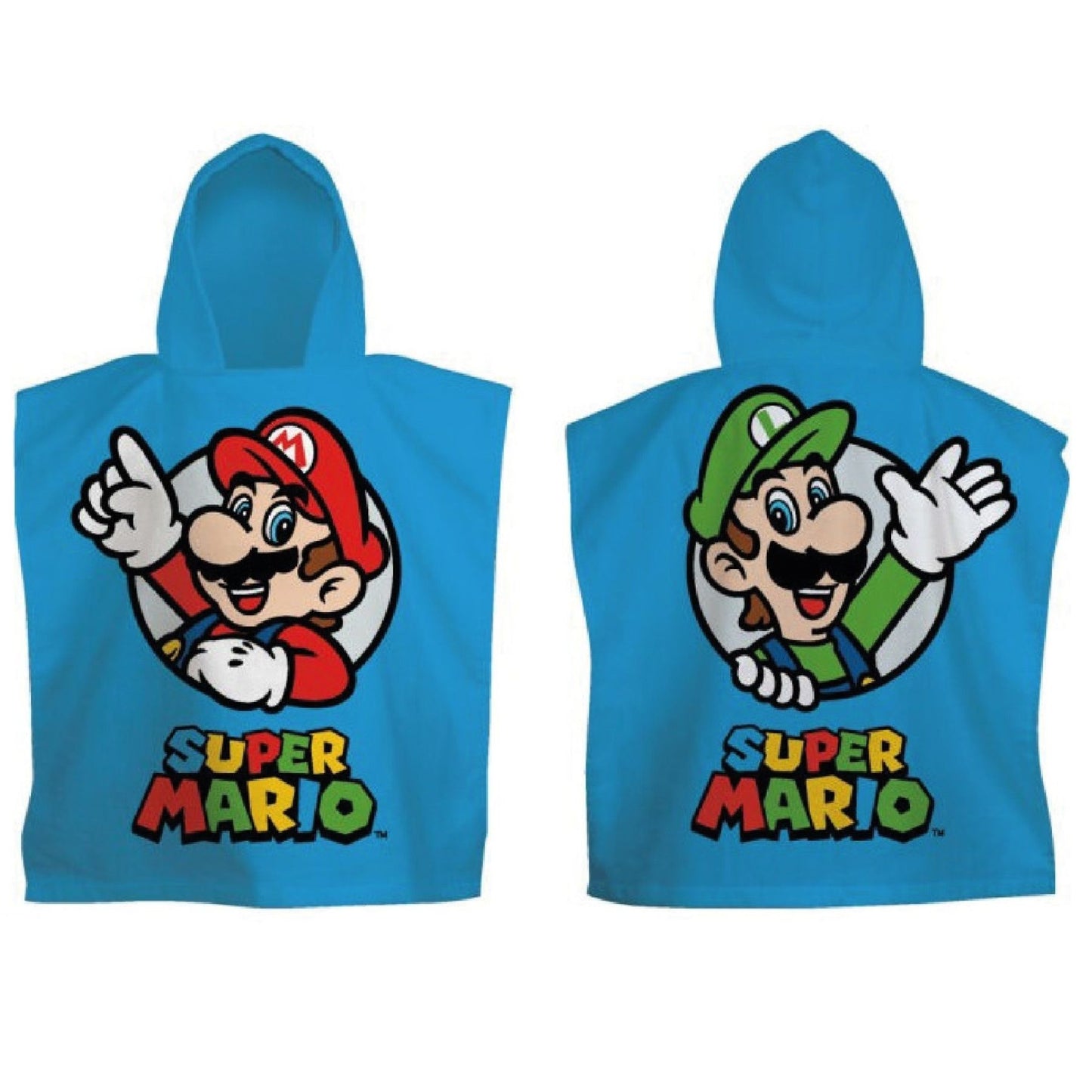 Super Mario 100 x 50 cm Mikrofaser Bade Poncho für Jungen und Mädchen ab 3 Jahren