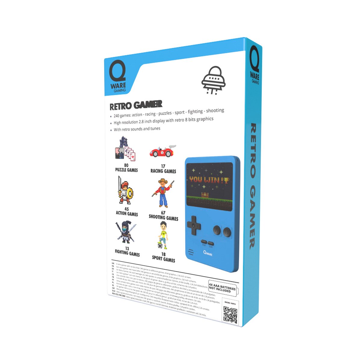 Qware Retro Spielkonsole Handheld 240 Spiele für unterwegs