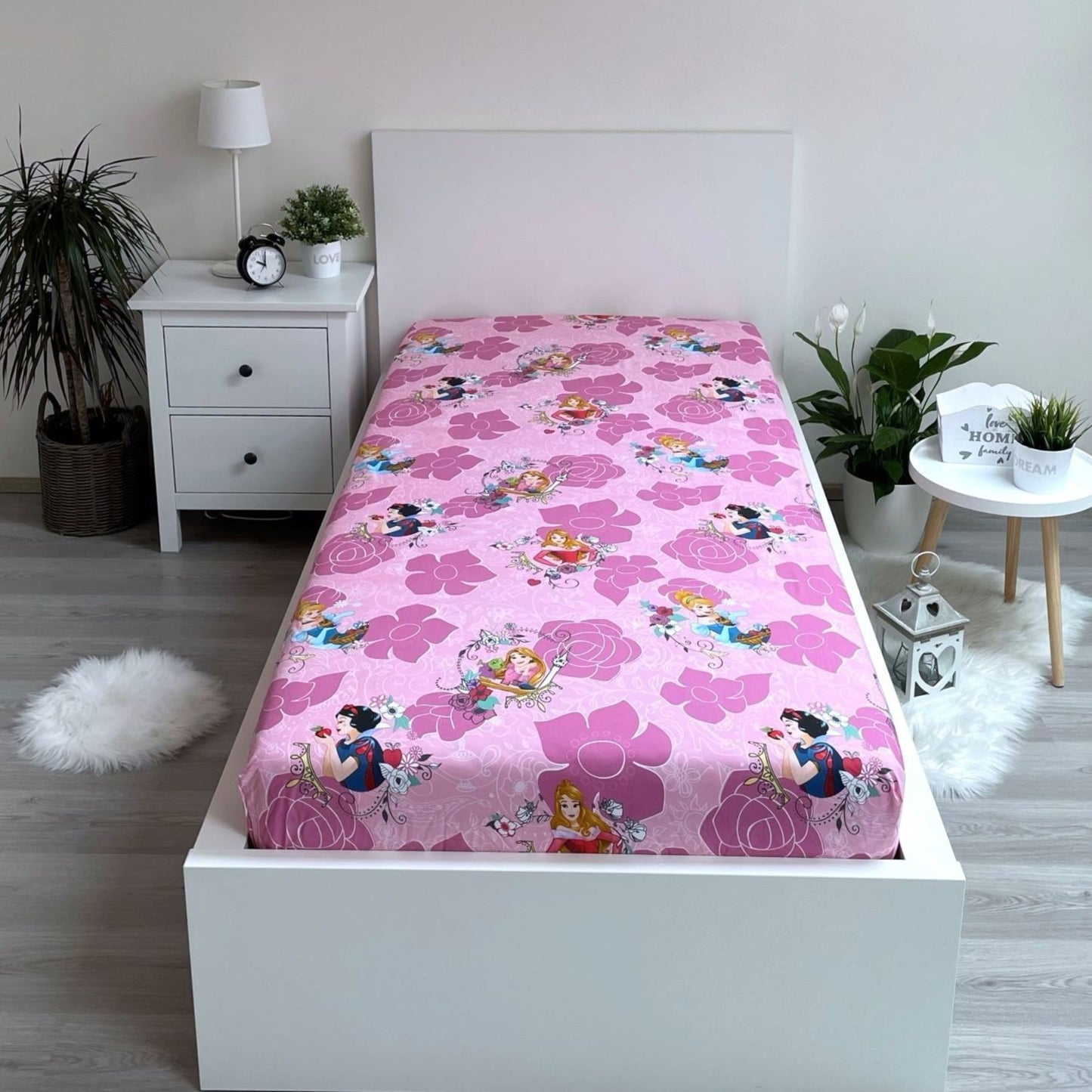 Disney Princess Spannbetttuch Märchenhafte Spannbetttuch für Kinderbett (90x200+25 cm)