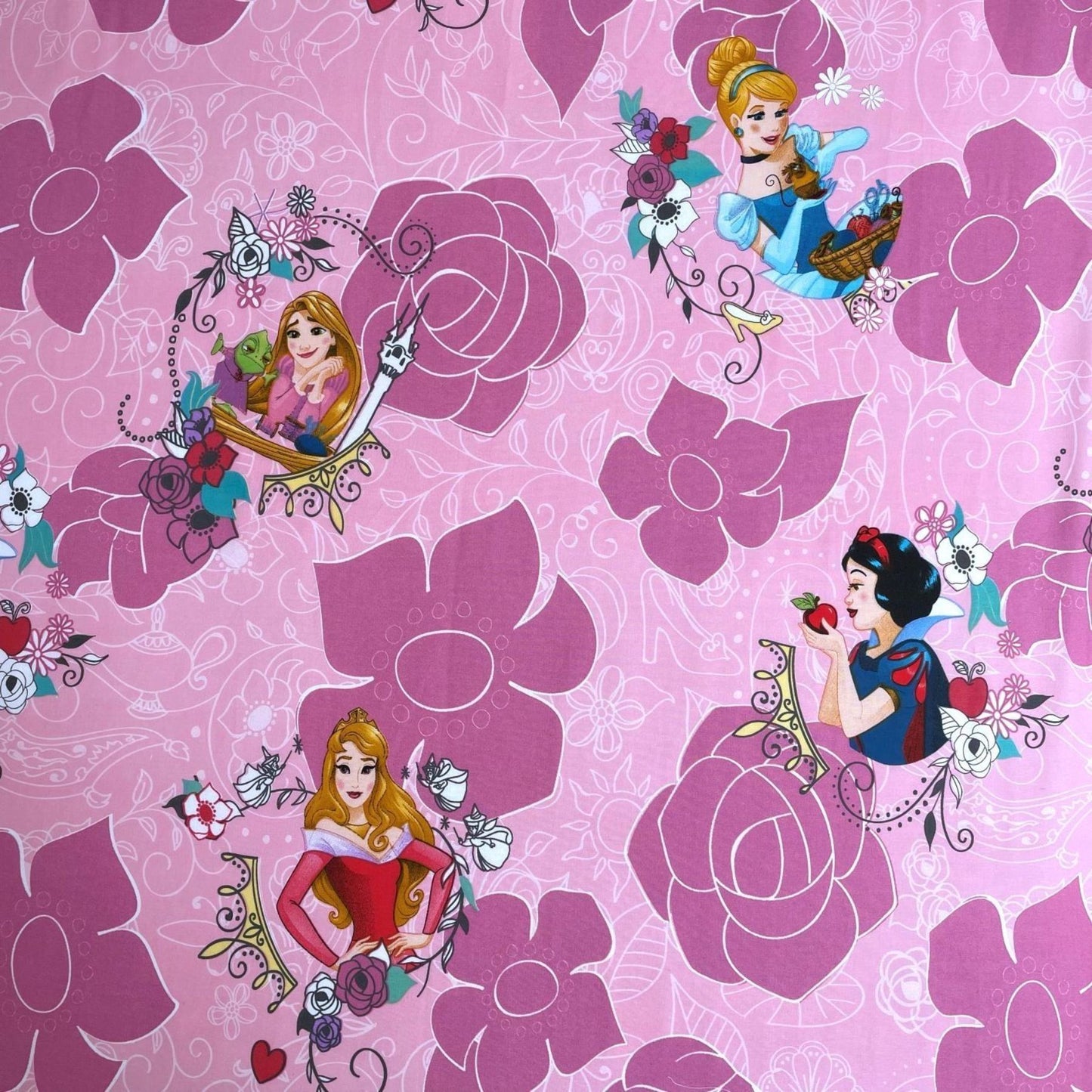 Disney Princess Spannbetttuch Märchenhafte Spannbetttuch für Kinderbett (90x200+25 cm)