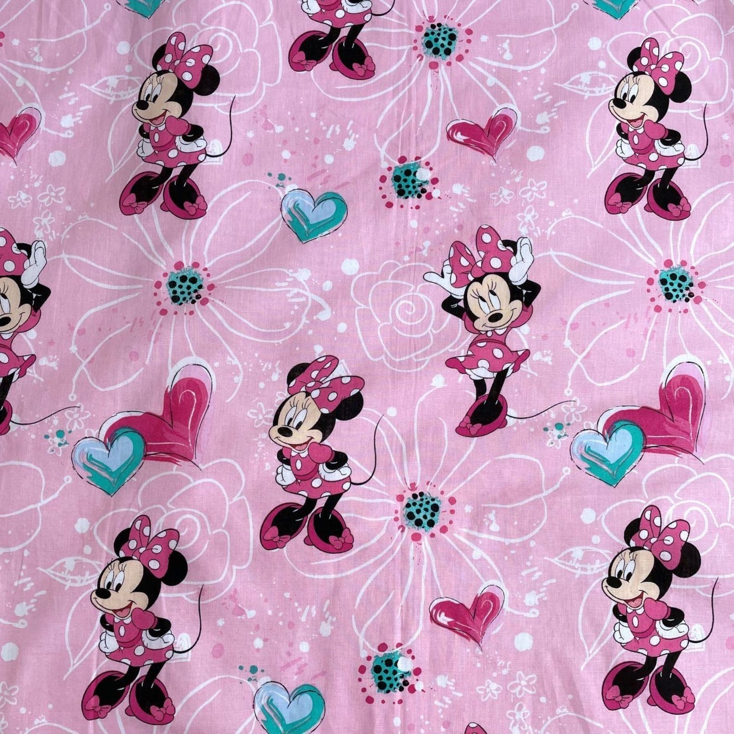 Disney Minnie Mouse Spannbetttuch – Baumwollbettlaken für Kinderbett (90x200+25 cm)