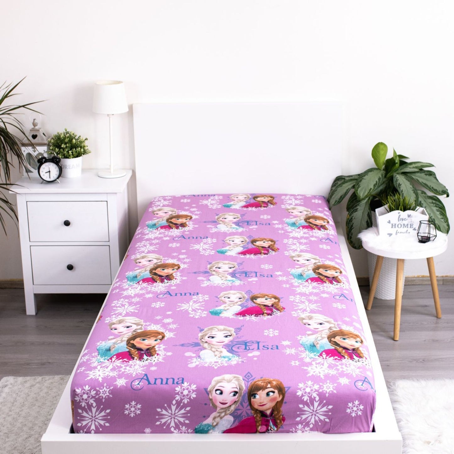 Frozen Kinder Spannbetttuch Atmungsaktives Bettlaken aus Baumwolle (90x200+25 cm)