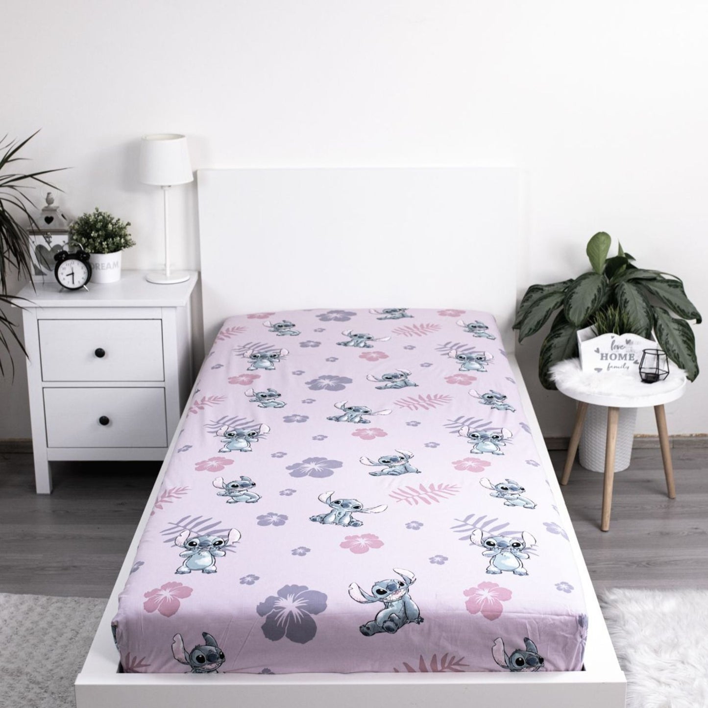 Lilo & Stitch Spannbetttuch Baumwollbettlaken für Kinderbett (90x200+25 cm)