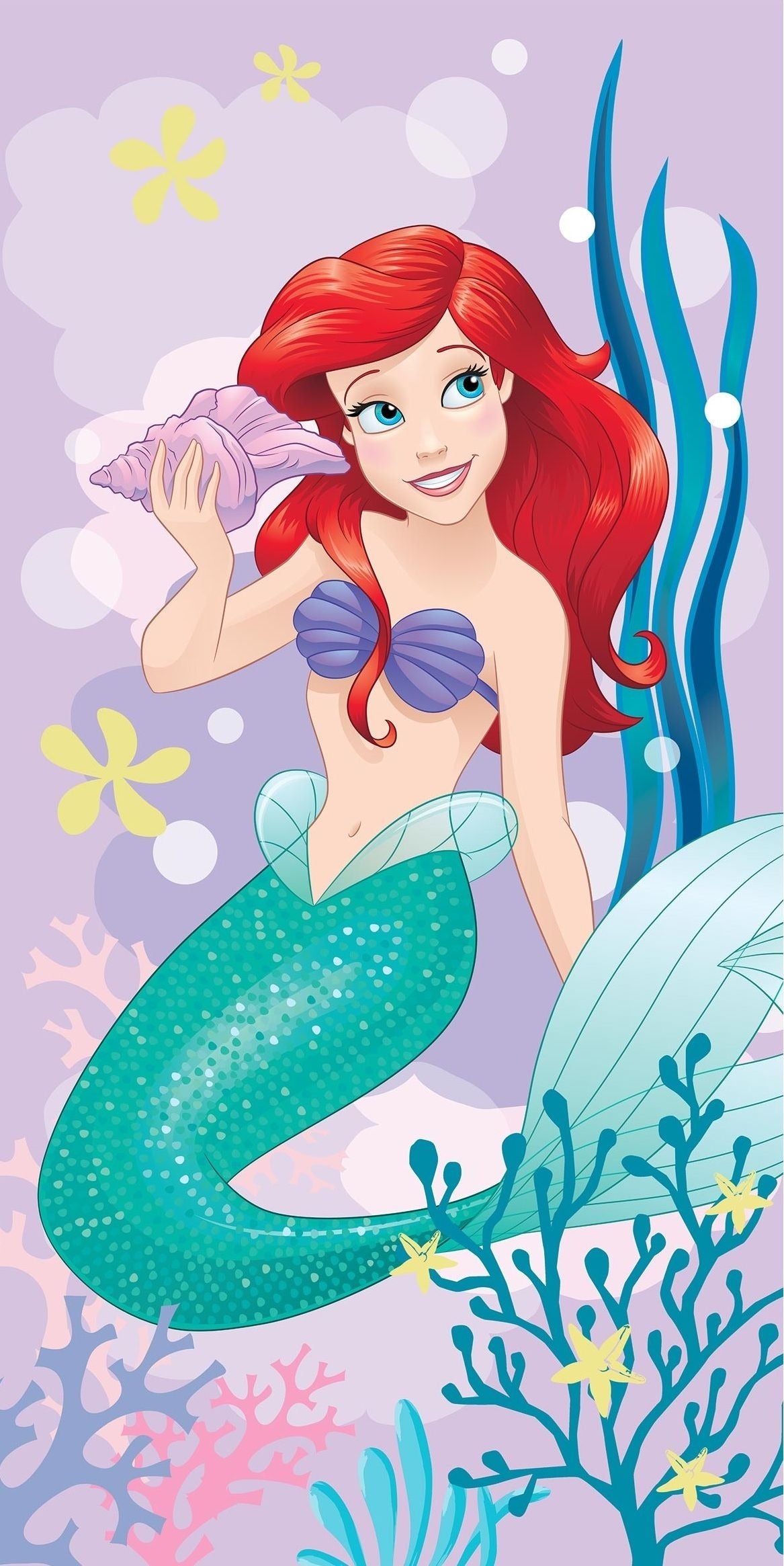 Disney Arielle Badehandtuch Strandtuch 70x140 cm aus Baumwolle – saugfähig & weich