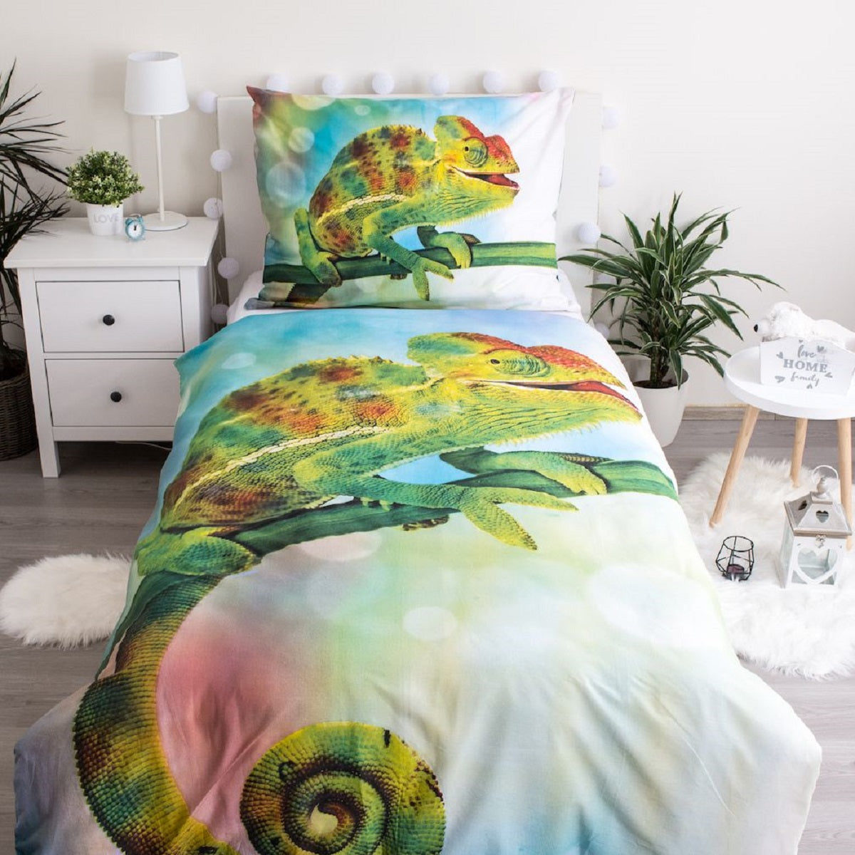 Chameleon Baumwoll-Bettwäsche 140x200 cm – Weiches Bettbezug Set mit Kissenbezug 70x90 cm, pflegeleicht & langlebig