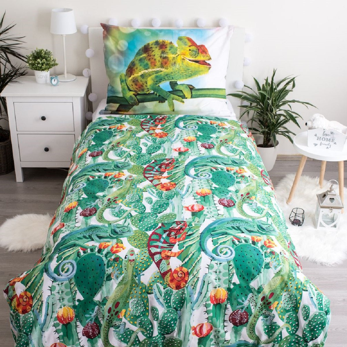Chameleon Baumwoll-Bettwäsche 140x200 cm – Weiches Bettbezug Set mit Kissenbezug 70x90 cm, pflegeleicht & langlebig