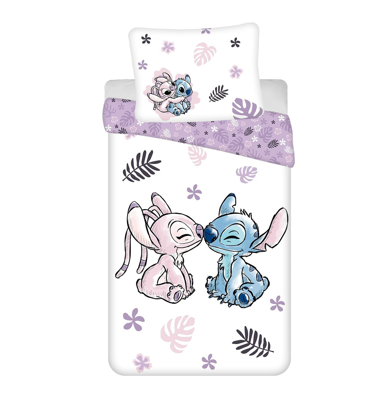 Lilo & Stitch Baumwoll-Bettwäsche 140x200 cm Deckenbezug + 70x90 cm Kissenbezug mit Reißverschluss