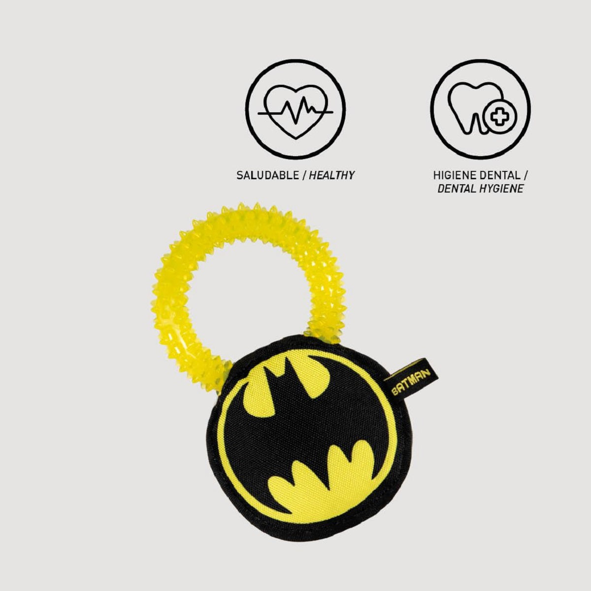 Batman Hundespielzeug – Beißring mit Quietscher & Zahnfleischmassage