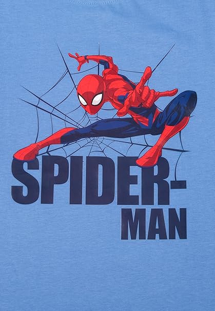 Marvel Spider-Man Schlafanzug für Jungen Kinder Pyjama Set Langarm Oberteil mit Hose Blau/Schwarz
