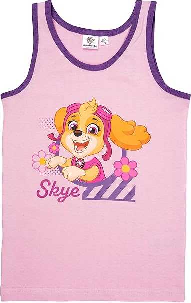 Paw Patrol Unterhemd für Mädchen Kinder Tank Top Hemdchen Unterwäsche Rosa/Weiß (2er Pack)