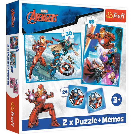 Marvel Avengers Puzzle- und Memo-Set für Kinder – 2 Puzzles + 24 Memo-Karten