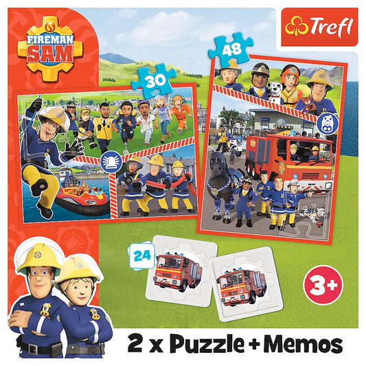 Feuerwehrmann Sam Puzzle- und Memo-Set für Kinder – 2 Puzzles + 24 Memo-Karten