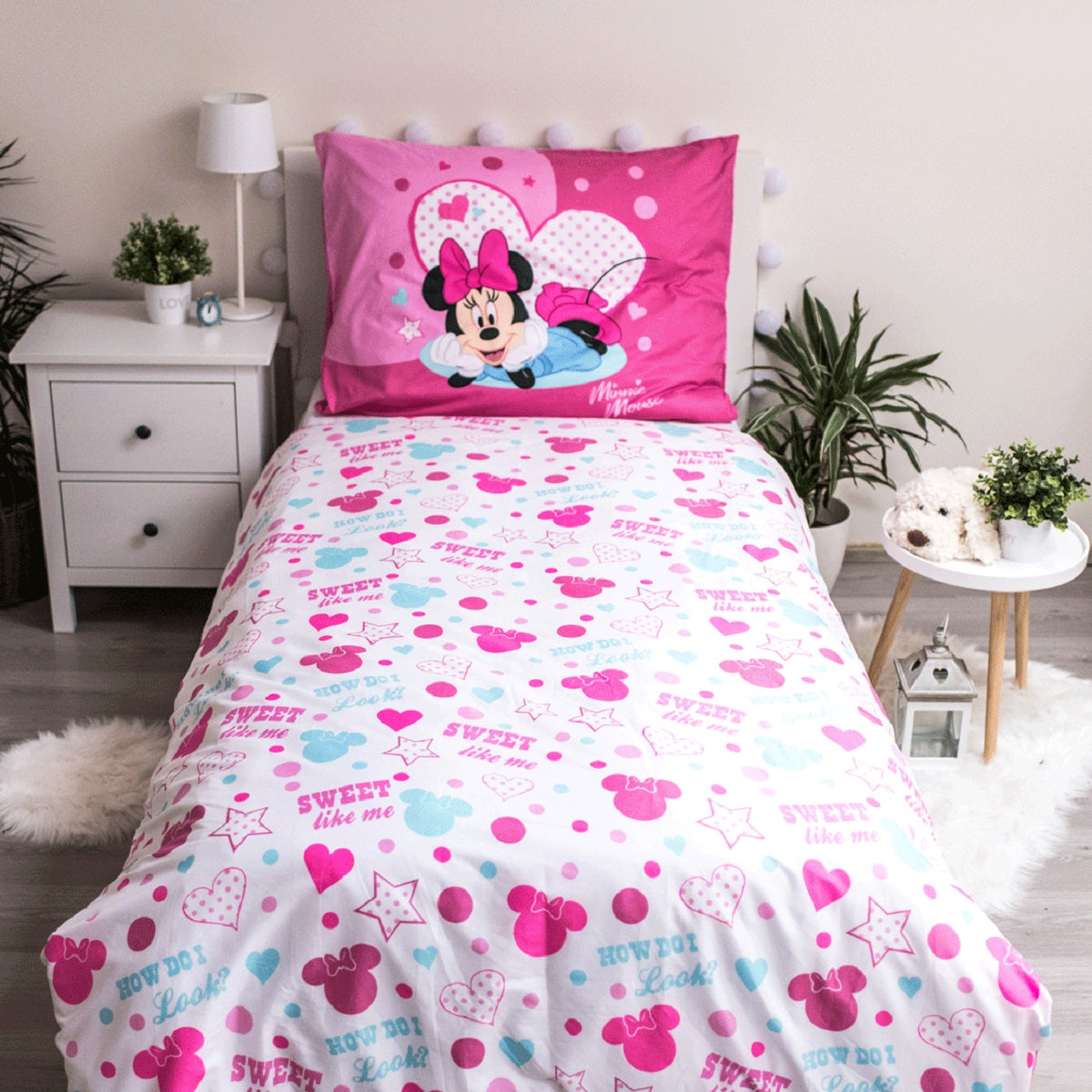Minnie Mouse Kuschelige Bettwäsche Polyester, 140x200 cm & 70x90 cm