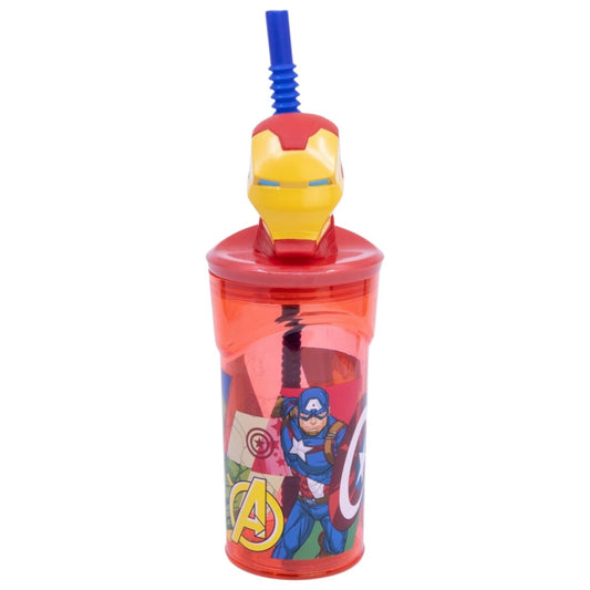 Stor Avengers Iron Man Becher – 3D Kindertrinkbecher mit Strohhalm & Figurdeckel