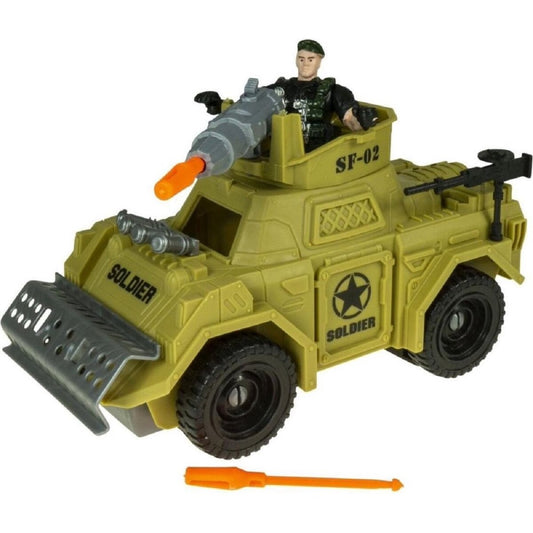 Jollity Works Armee Spielset – Panzerwagen mit Figuren & Zubehör
