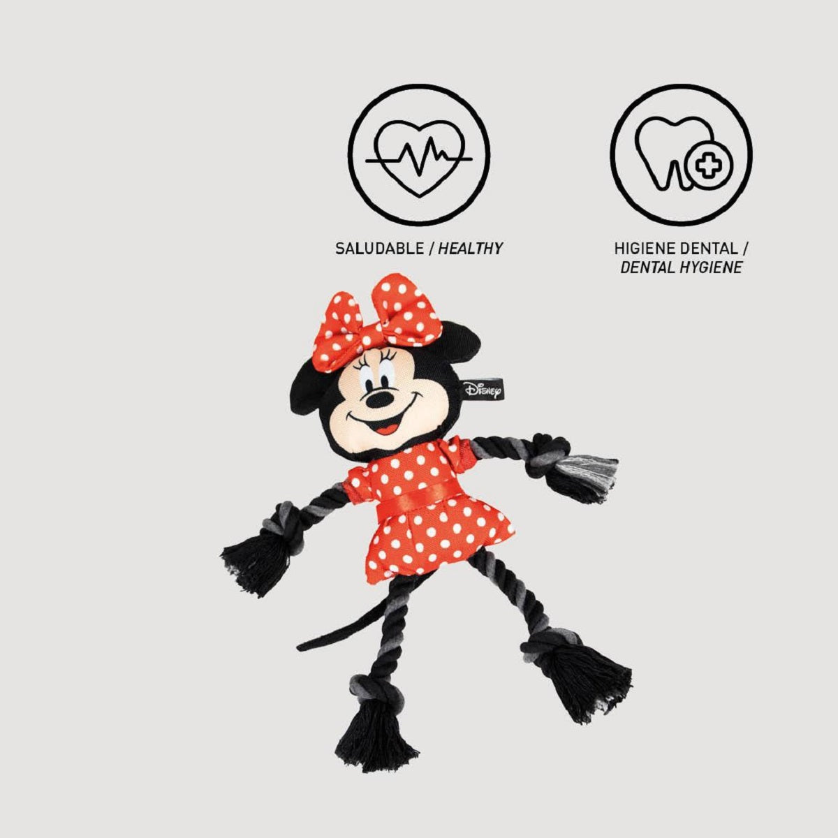Disney Minnie Mouse Hundespielzeug – Kuscheltier mit Seil für Spielspaß