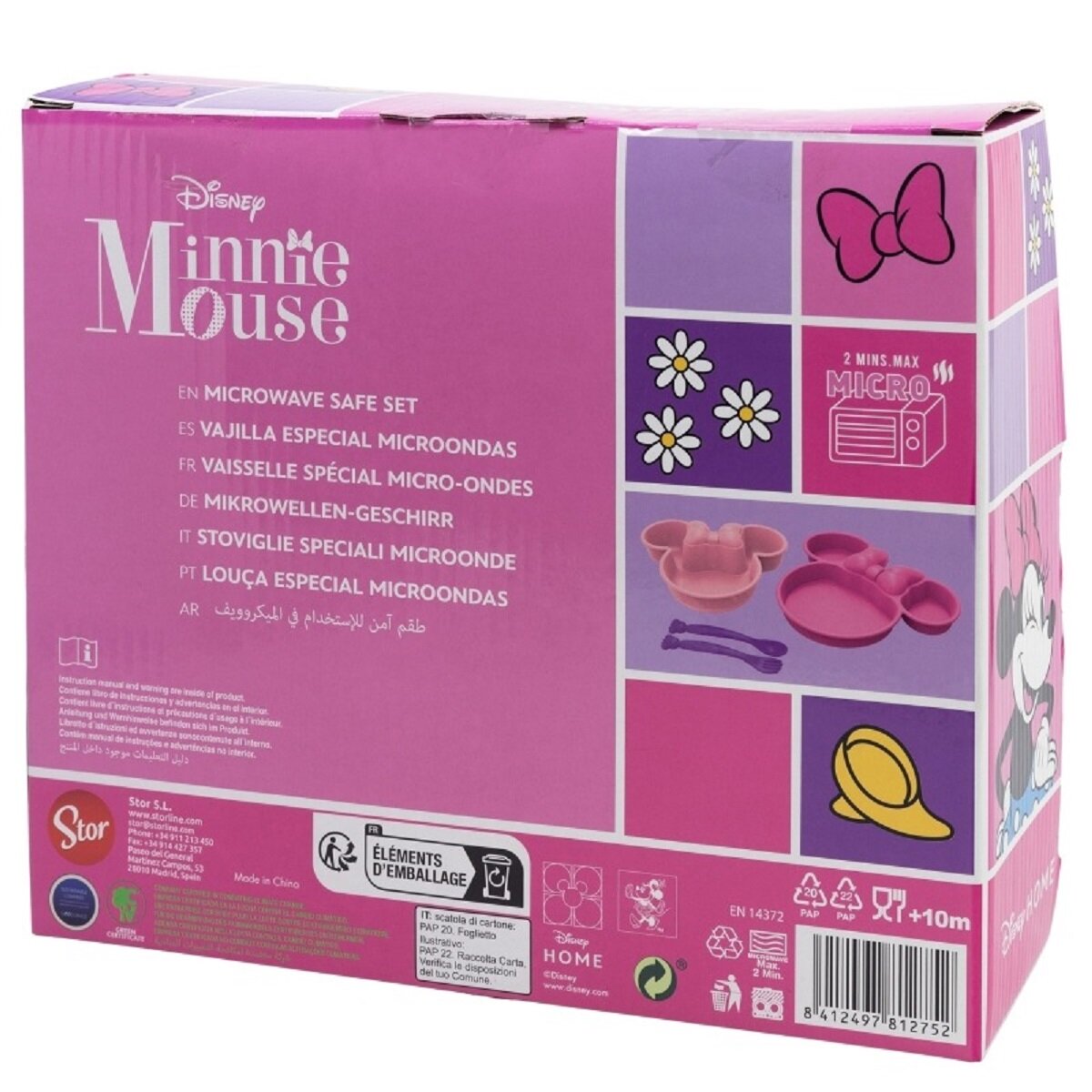 Disney Minnie Mouse Kindergeschirr-Set 4-teilig – Teller, Schale & Besteck in Geschenkbox